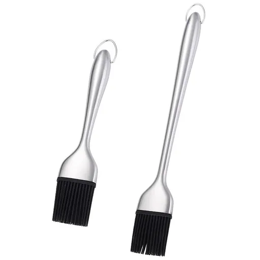2 Pack Heavy-duty BBQ Basting Brush,Great For BBQ Meat,Cakes And Pastries Solid Sturdy BBQ Basting Brush with Stainless