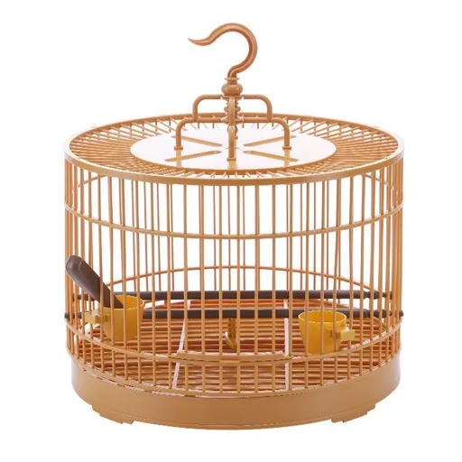 Small Bird Cage Bird Cage Plastic Round Bird Cage with Feeding Bowls and Standing Poles - Hanging Bird Cage for Parakeet Budgie