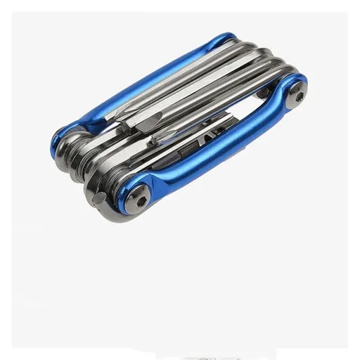 Bike Multitool - Bike Tool Kit -11 In 1 Lightweight Stainless Steel Bicycle Multi tool - with Chain Clamps, Firm Wrench, Screwdriver, Straight Screwdriver, Hex Key Wrench, （blue）