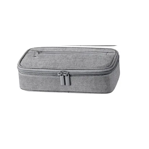 Gray Pencil Case for Boys with Mesh, Zippered Pockets and Holders for Drawing, Writing, Colored and Mechanical Pencils, Cute Organizer Pouch（Excluding stationery）