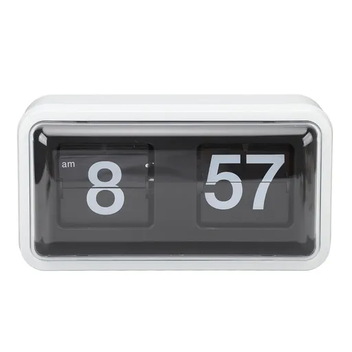 Retro Flip Clock Multifunctional Stylish Innovative Mechanical Flip Desk Clock with Clear Cover for Home and Office Decorations White