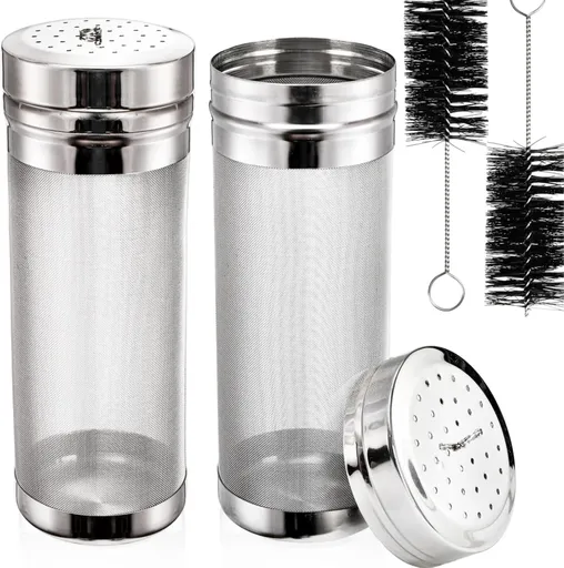 2 Pack Beer Dry Hopper Filters, 2.8 x 7 inch 300 Micron Mesh Hop Strainer with Lid, Stainless Steel Spider Nylon Bristles, Brewing Filters Straining Keg for Home Coffee Wine Juice