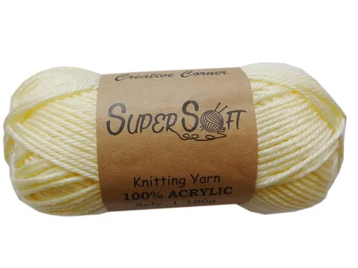 Knitting Yarn Super Soft 100% Acrylic Cream 12 Piece