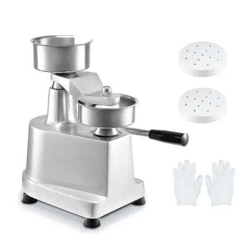 Commercial Burger Patty Maker, 100mm Hamburger Beef Patty Maker, Heavy Duty Food-Grade Stainless Steel Bowl Burger Press Machine, Kitchen Meat Forming Processor with 1000 Pcs Patty Papers