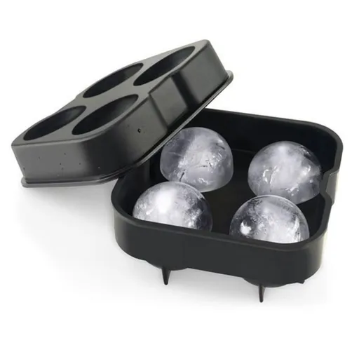 Silicone Ice Mold Ice Ball Maker for Freezer - Sphere Ice Cube Tray makes 4 Perfectly Round Ice Balls - Large Reusable Ice Cube Molds