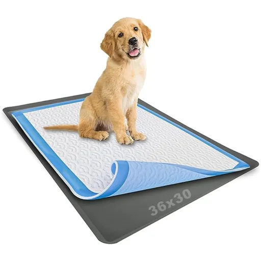 Dog Pee Pad Holder - Fits Up to 30” x 36” Pee Pad - 1 Pack - Grey | Stable Grip, Soft Edges, Quick Wipe Silicone Surface, Dog Pad Holder for Indoor Flooring Protection