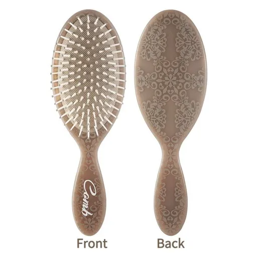 Vintage Totem Printed Air Cushion Comb, Highly Stylish Home Hair Brush—Brown