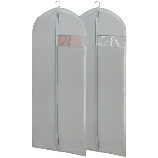 2 pieces of grey breathable three-dimensional clothing dust cover hanging bag, dust-proof and moisture-proof bag hanging suit overcoat, 60*165cm