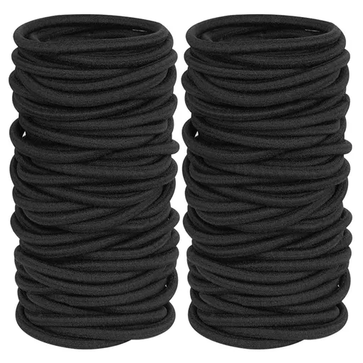 Hair Ties Mini Seamless Black Hair Bands Soft Elastics Ponytail Holders Hair Ties for Girls Toddler (100 Pcs)
