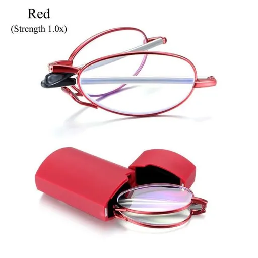 Foldable reading glasses, compact for men and women（Red 400）