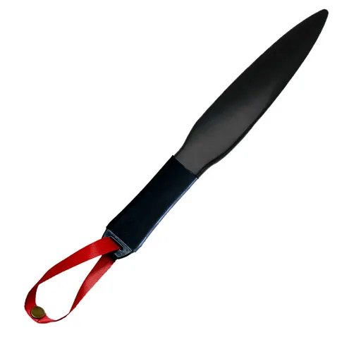 Heavy-Duty Dog Training Pry Stick for Large Breeds 35 cm Black Handle Red Lanyard