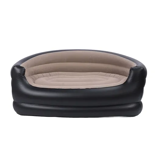 Inflatable Chair PVC and Velvet Water Proof Comfortable Portable Blow Up Couch for Outdoor Brown