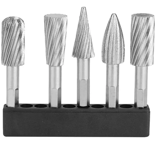 High Speed Steel Rotary Files 5pcs Hex Shank High Speed Steel Burrs Rotary Files Tools for Aluminum and Iron Hardware
