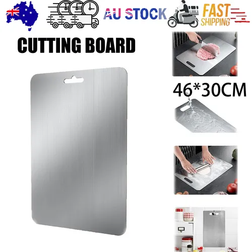 Cutting Board Double-Sided Stainless Steel Chopping Boards for Kitchen Camping 46x30cm