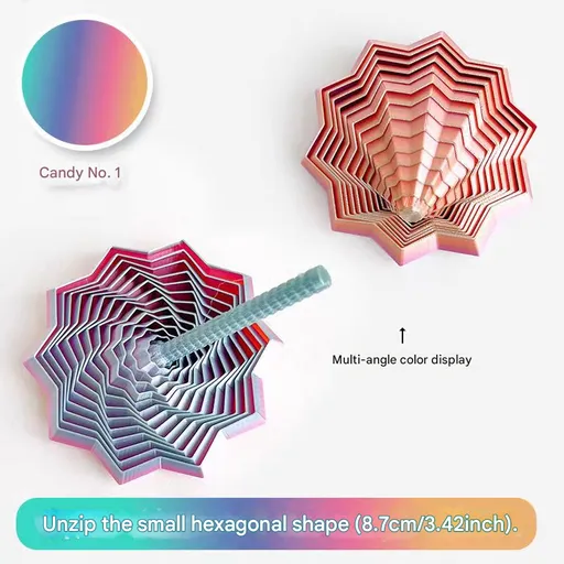 2-Pcs Candy color Smart 3D Printed Fidget Toy - Hexagonal Illusion Folding Desk Toy for Stress Relief & Focus