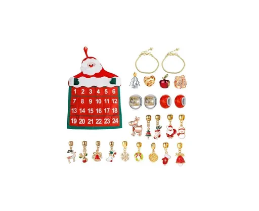 Non-woven Hanging Christmas Advent Charm Calendar Bag-Gold Bracelet