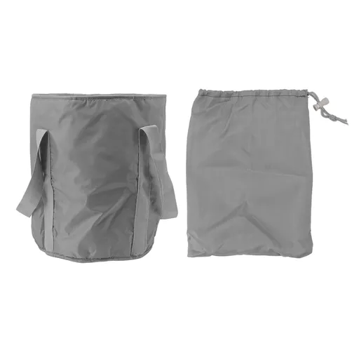 Foldable Foot Tub Polyester Double Layer Collapsible Camping Bucket with Storage Bag for Outdoor Grey