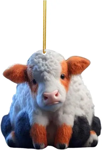 O Acrylic Christmas Cow Car Hanging Ornament Cow pendant 10