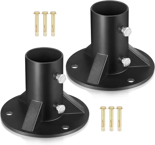 2 Pack Chain Link Fence Post 2'' Floor Flange Heavy Duty Round Post Base Bracket (od 1-7/8'') Fits Fence Mailbox Railing Deck Flag Column Stair Handrail with Expansion Bolts and Screws