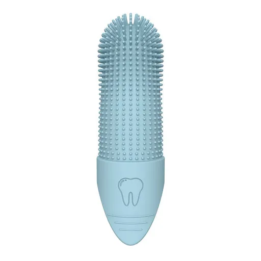 Blue Silicone Pet Finger Toothbrush for Cats and Dogs - Soft Dental Care Brush for Teeth Cleaning, Plaque Removal, and Oral Hygiene - Ideal for Small, Medium, and Large Breeds