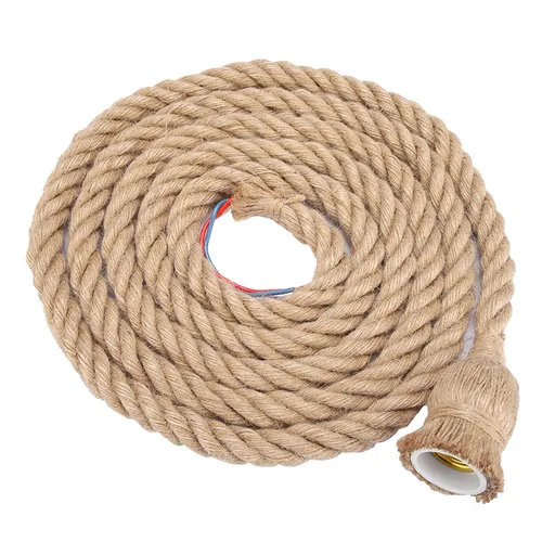 2m E27 Vintage Hemp Rope Ceiling Light Base Pendant Lamp Bulb Holder 85-265V (1*holder)