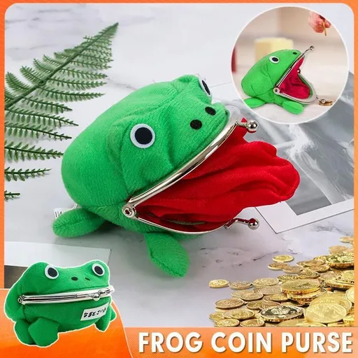 Charming Plush Frog Coin Purse Money Pouch Toy Wallet Unique Cash Bag