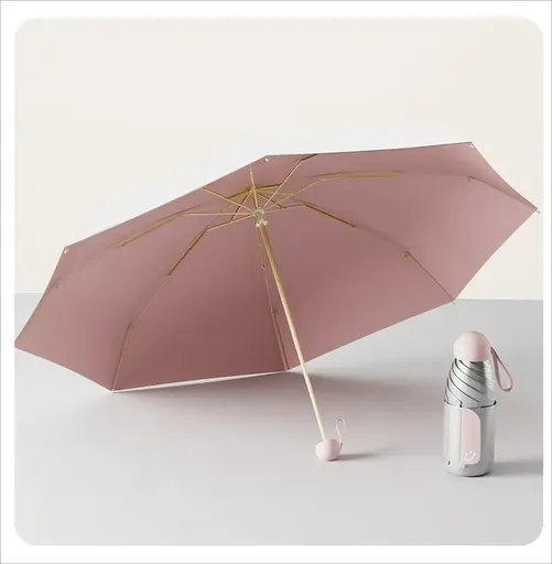 Mini Titanium-Silver UV Protection Umbrella | UPF 2000+ Effective Heat Insulation, 18cm Ultra-Portable, Rain or Shine, Cute & On-the-Go(PINK)