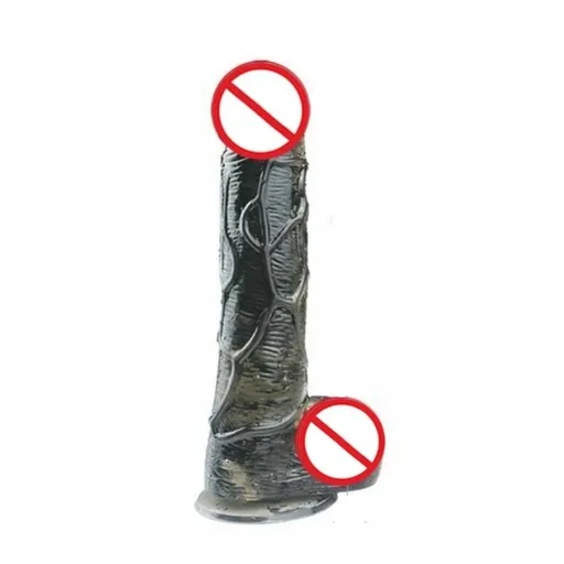 House Of Dasein Realistic Jelly Dildo Deep Throat Training Cock And Balls Dong - Black - 23Cm