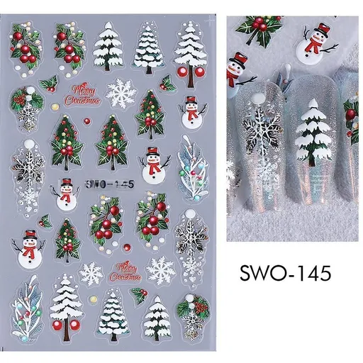 Christmas Nail Stickers Holiday Nail Art Festive Nail Decals Self-Adhesive Nail - Multi-color - Size SWO-145