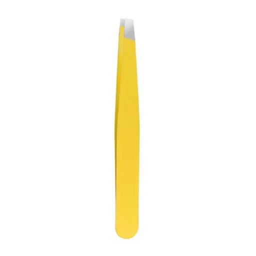 Stainless Steel Hair Eyebrow Tweezers Plucker Puller Beauty Slanted Nail Tip - Yellow