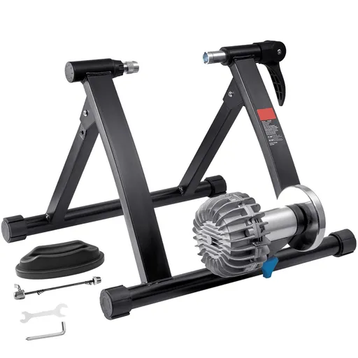 Bike Trainer Stand, Fluid Stationary Bike Stand for 26"-29" Wheels, Noise Reduction Fluid Flywheel, Portable Cycling Stand for Indoor Riding Exercise, with Quick-Release Lever & Front Wheel Rise