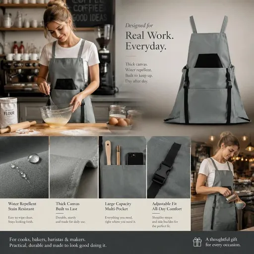 2pcs Thick Canvas Apron - Grey