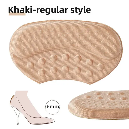 5 Pair Khaki Soft & Breathable Heel Grips for Loose Shoes - Anti-Slip Shoe Pads for Blister Protection & Size Adjustment (6mm)