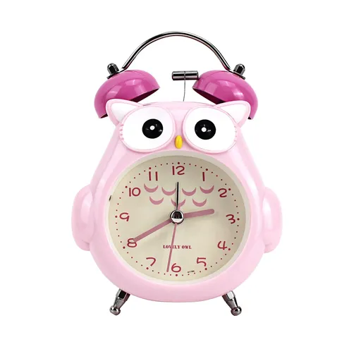 Kids Alarm Clock Cute Cartoon Owl Loud Bell Alarm Clock Non-Ticking Desk Clock with Night Light Multifunctional and very easy