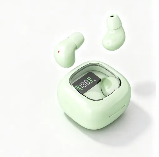 Y19 Mini Hidden Sleep Wireless Bluetooth Earbuds with LED Digital Display，green