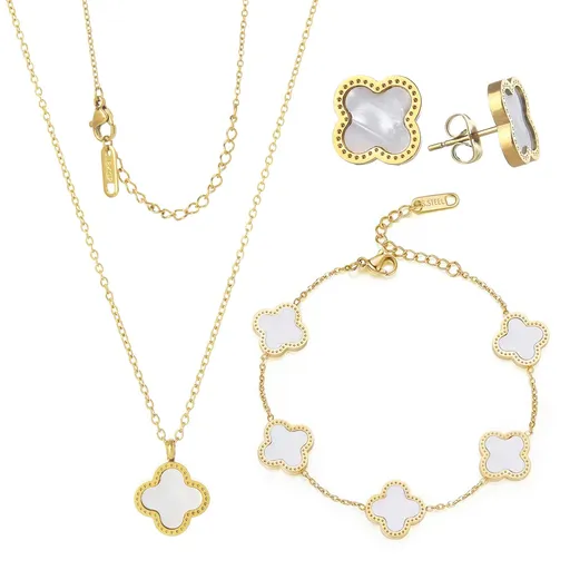Jewelry Set for Women Girls - Bracelet Necklace Earrings,Simple,Cute,and Trendy Gifts for Women Girls (gold white set)