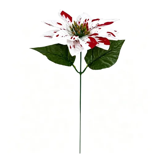 Christmas White Single Flower Stem with Double Leaves Artificial Floral Pick 2 Pcs Suitable for Christmas Gifting