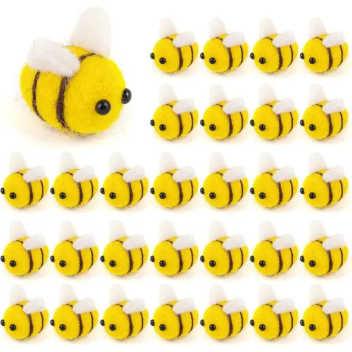 30PCS Felt Bees for Crafts, Wool Felt Bumble Bee Plush for Tiered Tray Decoration Party Favors DIY Craft Jewelry Accessory