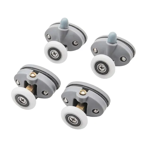 2 Sets Shower Door Rollers, Bathroom Glass Door Replacement Wheels with 2 Upper and 2 Bottom Rollers, DIY Hardware, White, 23 mm diameter