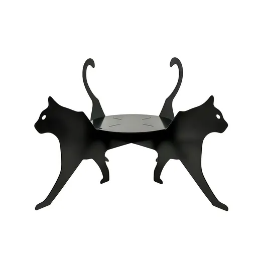 Creative Cat Shaped Metal Plant Stand, Decorative Flower Pot Holder, Space Saving Indoor Outdoor Greenery Display Rack, Perfect Home Patio Living Room Organizer,Black