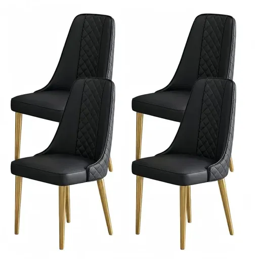 VELLUTO Golden Frame Mid Century Modern Dining Chair Faux Leather Side Chair Upholstered Dining Chairs Set of 2