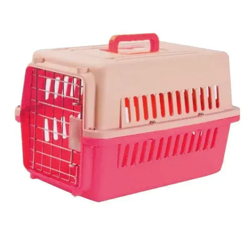 Portable Pet Travel Carrier Crate for Dog Cat Rabbit Ventilated Transport Box - Pink