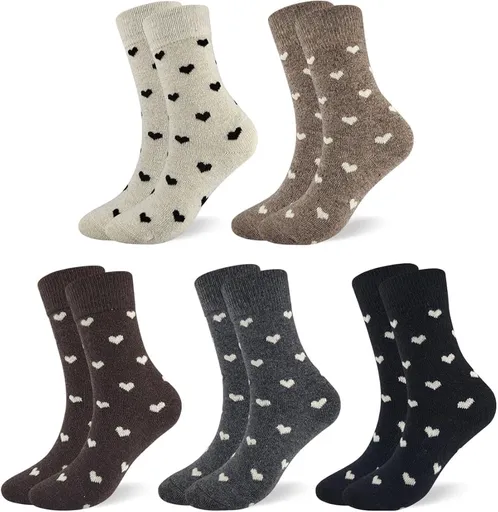 Women's Wool Socks – Warm Thermal Winter Knit, Cozy Fuzzy Thick Soft Cabin Boot Style, Cute Colorful Cold Weather