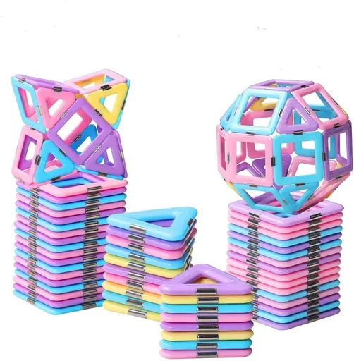 Magnetic Blocks 58PCS Upgrade Magnetic Building Blocks for Kids Magnetic Tiles 3D Magnetic Toys Educational STEM Toys Tiles Set Castle Toys for 2 3 4 5 6 7 Year Old Boys Girls Gifts