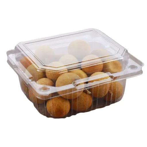 100pcs Transparent Plastic Fruit Box with Tape Cover Storage Packaging for Fruit - 250g