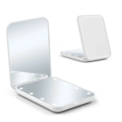 Pocket Mirror, Travel Makeup Mirror with Light for Purse, 2-Sided, Portable, Folding, Handheld, Small Lighted Mirror for