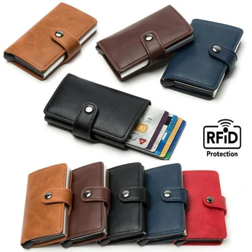 5 Cards Wallet Card Holder with RFID & NFC Protection, Dark blue