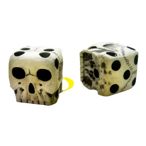 2 pcs Set of Skull Shaped Dice 6 Sided, Halloween Party White Skull Dice, Novelty Skeleton Dice for Club Bar Party
