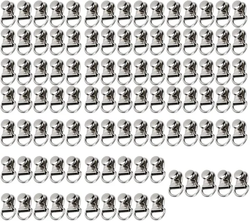 100 Sets D Ring Shoelace Buckle, Brass Metal Boot Lace Hooks Eyelet Repair Kit Bag Rivet Tool For Shoe Leather Diy Craft Boot Silver 9x14mm