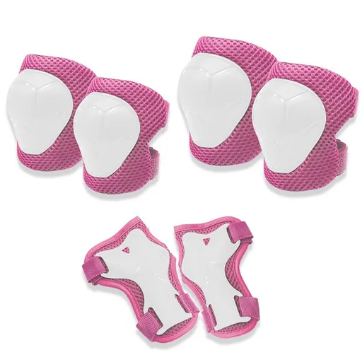 6 Piece Kids Protective Gear Set with Adjustable Knee Pads, Elbow Pads and Wrist Guards for Skating and Cycling, Pink, Ages 4-8